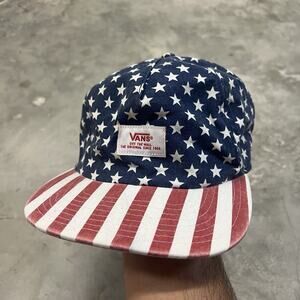Vans USA Flag Hat Cap Mens Strapback Red White Blue Skateboarding Y2K Skater